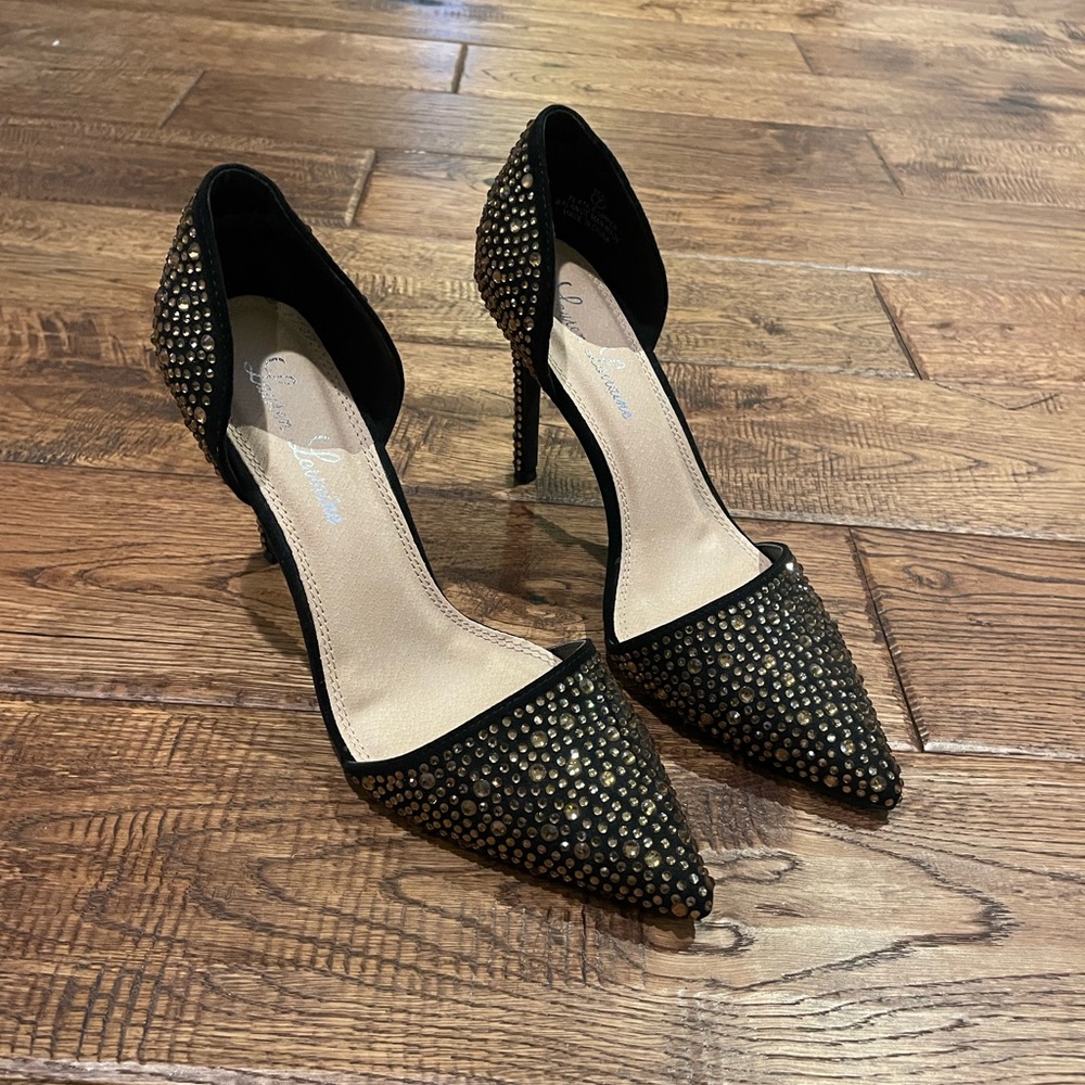 Stunning! Lauren Lorraine  GOLD Crystal Embellished d'Orsay Pump 7 - Picture 8 of 9